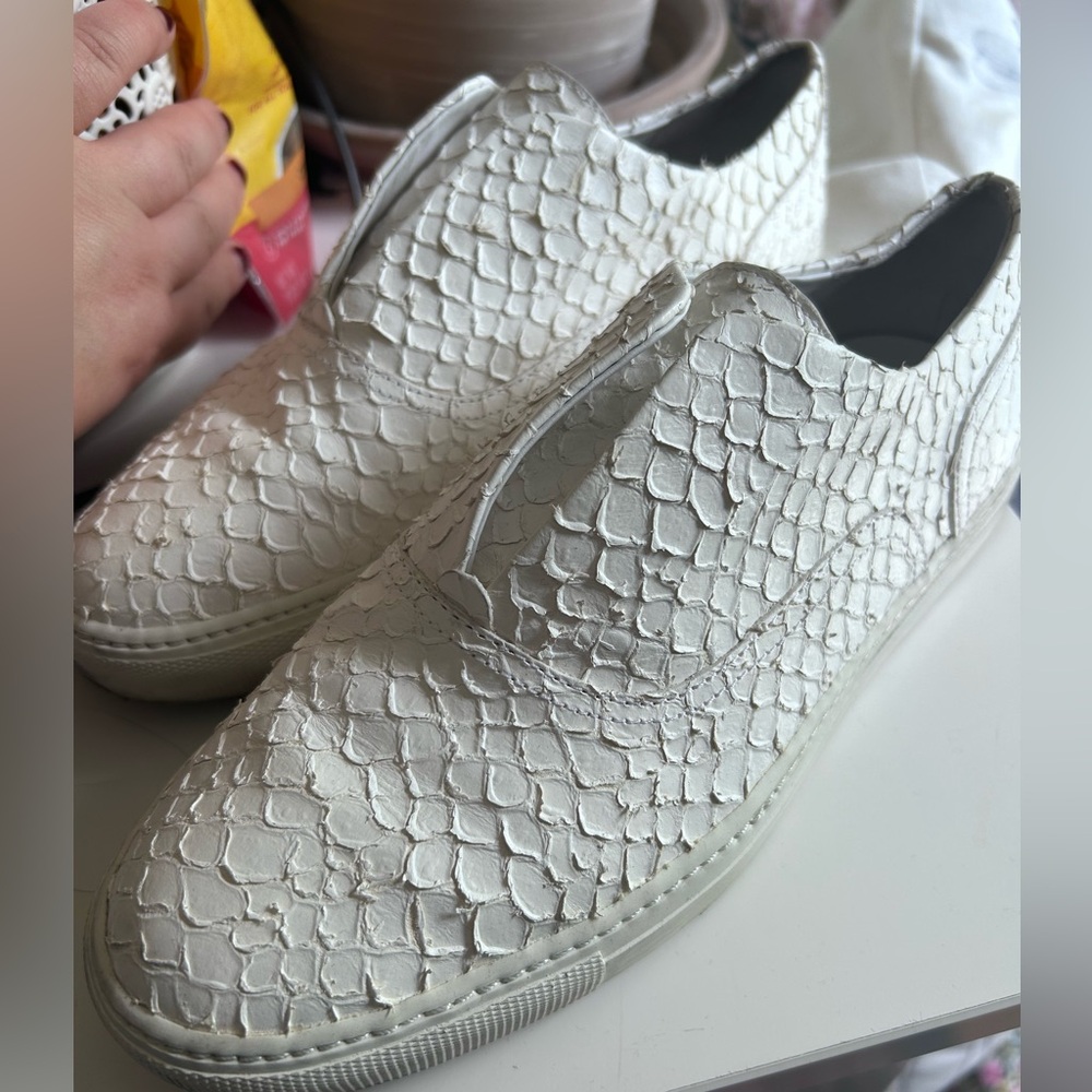 Vince 7.5 slip White Textured Slip-On Sneakers